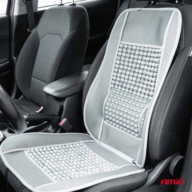 Husa scaun auto cu bile de masaj si suport lombar 110x46cm Gri