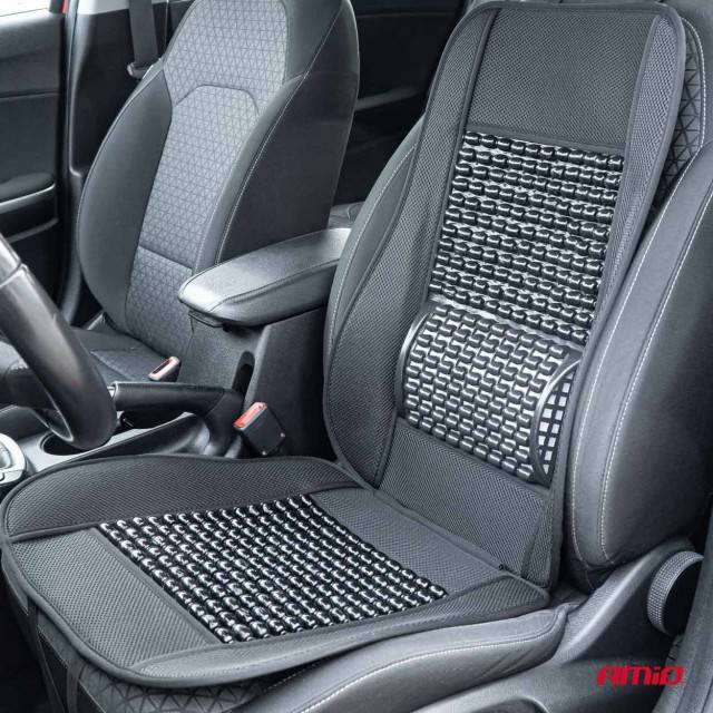 Husa scaun auto cu bile de masaj si suport lombar 110x46cm Negru