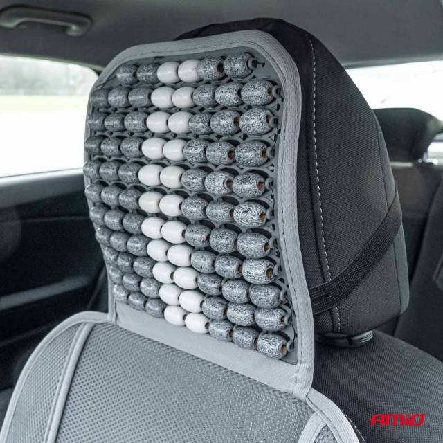 Husa scaun auto cu bile de masaj si suport lombar 131x46cm Gri