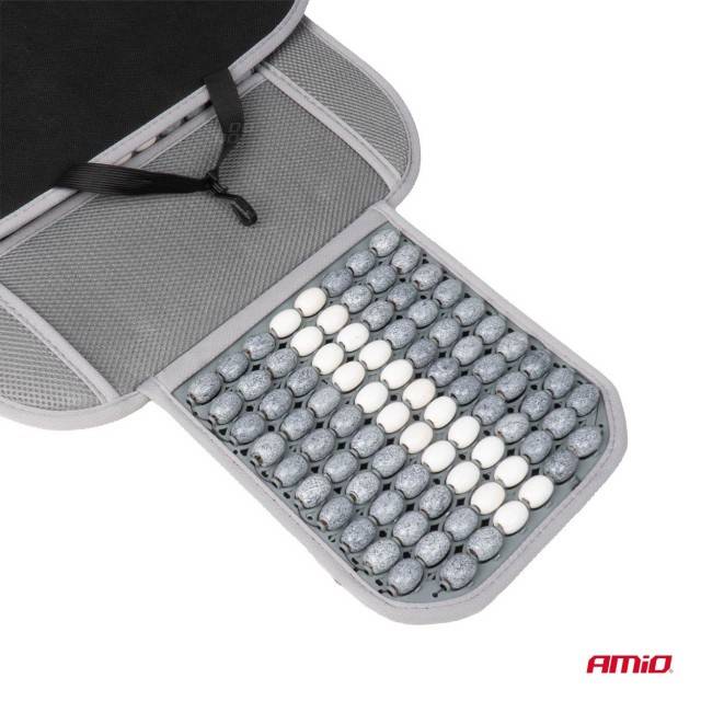 Husa scaun auto cu bile de masaj si suport lombar 131x46cm Gri