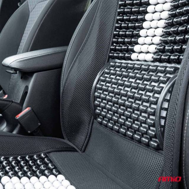Husa scaun auto cu bile de masaj si suport lombar 131x46cm Negru