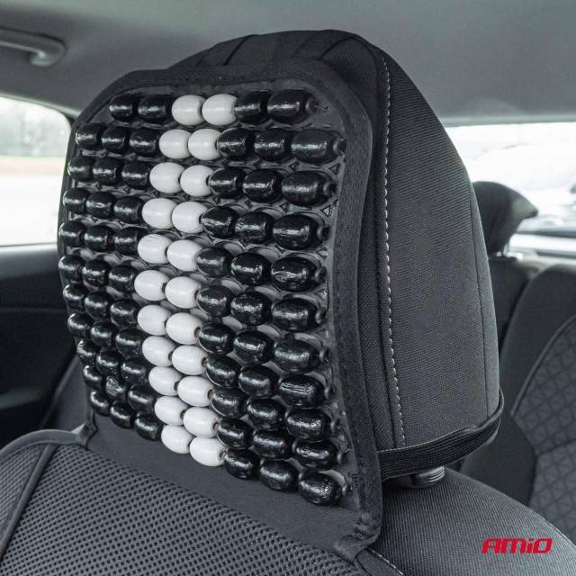 Husa scaun auto cu bile de masaj si suport lombar 131x46cm Negru