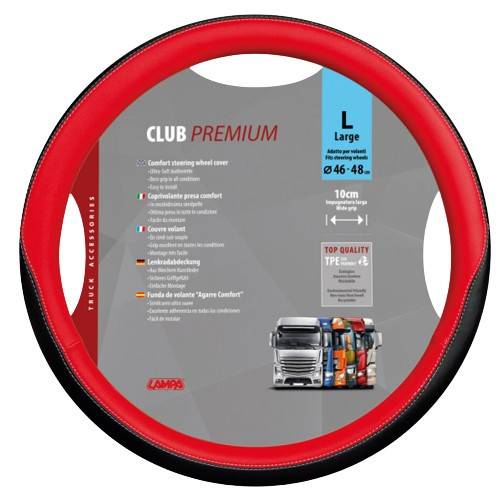 Husa volan Club Premium negru-rosu fi 46/48 cm