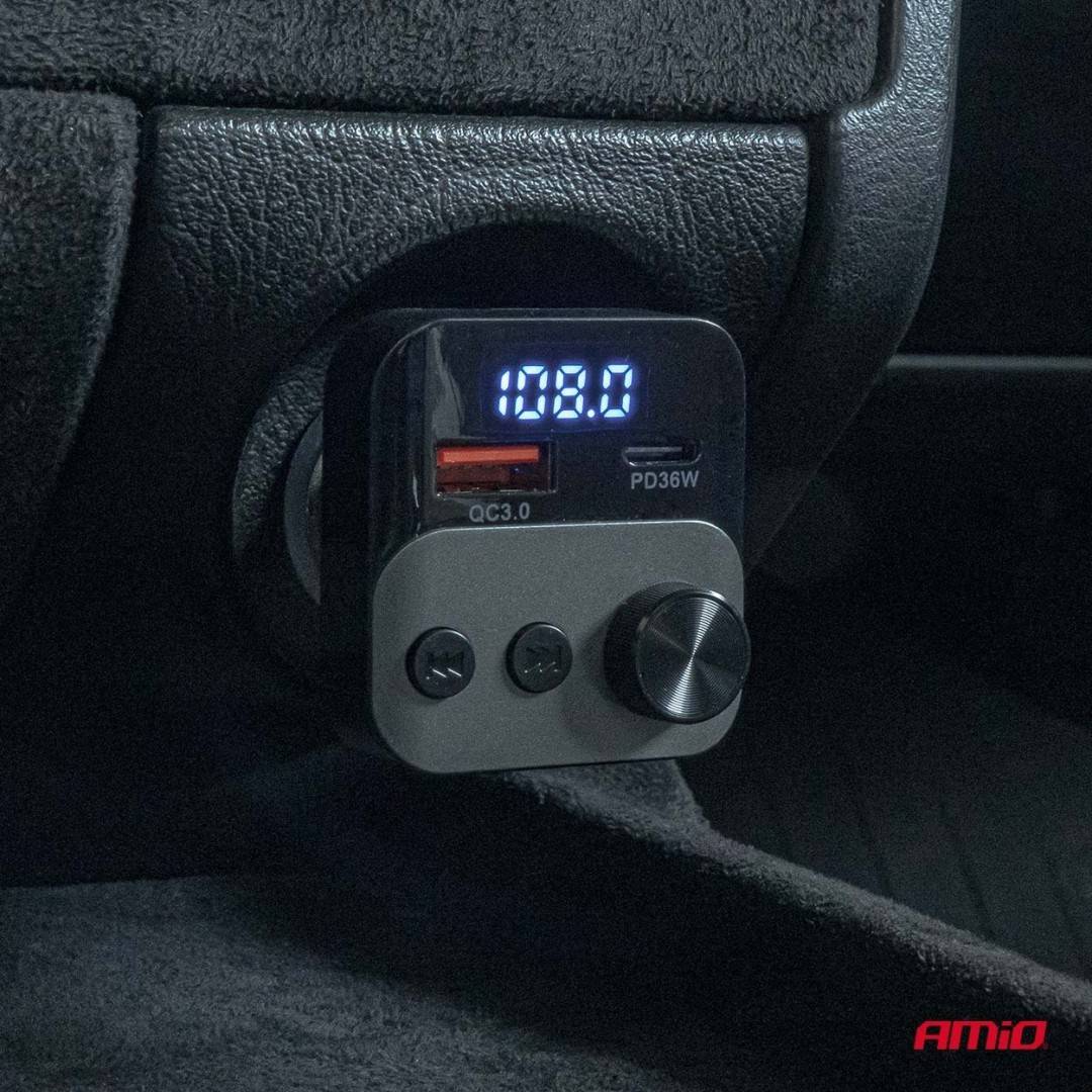 Incarcator - Modulator FM - Bluetooth 1×USB-A 1×USB-C 12V 24V Amio
