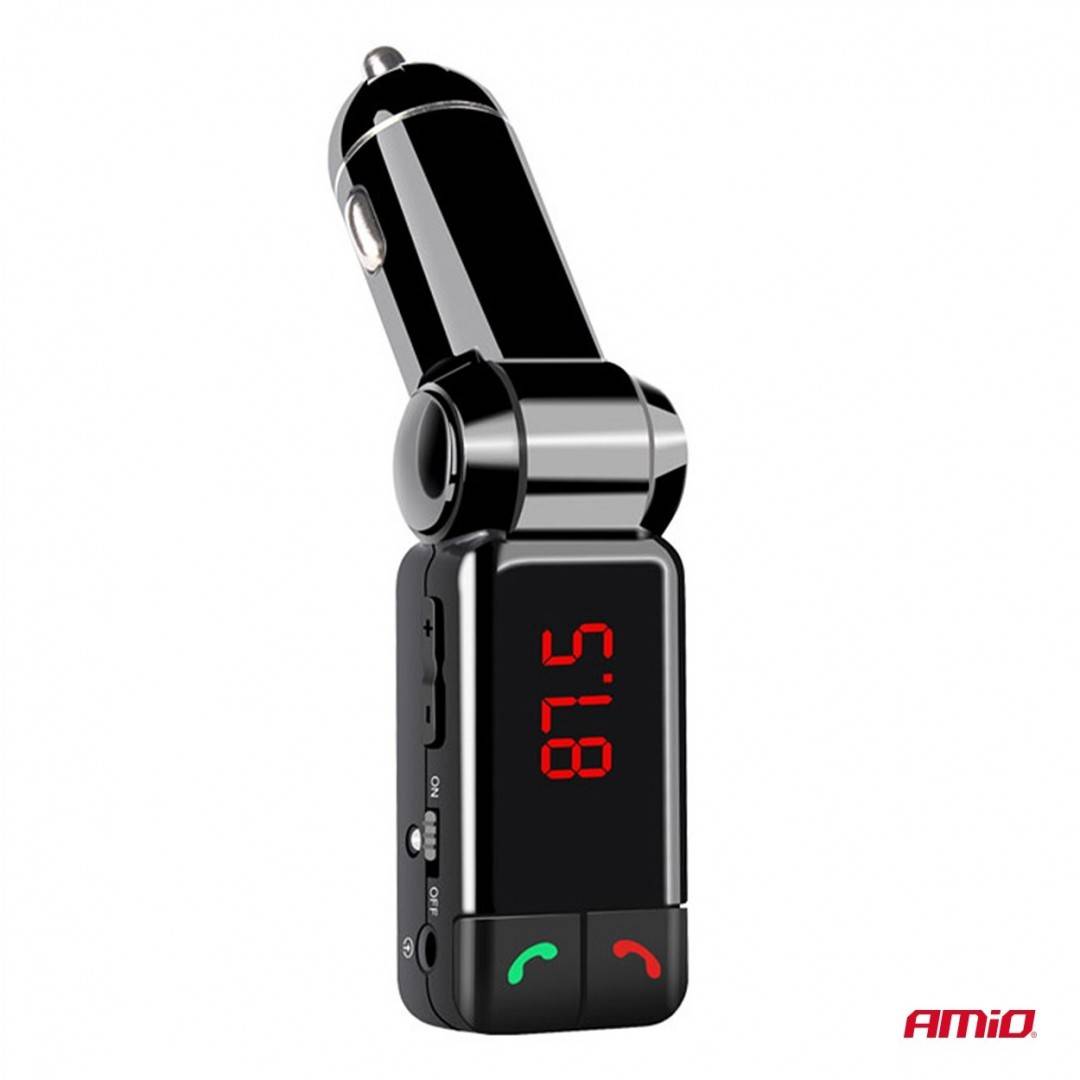 Incarcator - Modulator FM - Bluetooth 2×USB-A 12V 24V Amio