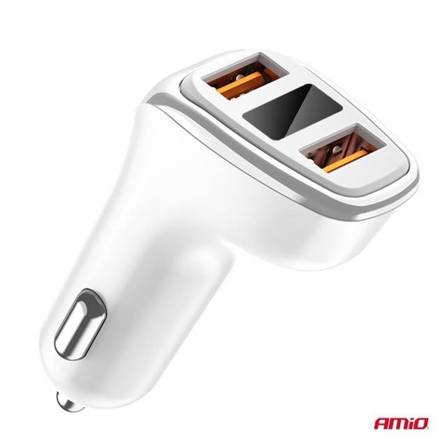 Incarcator 2x USB-A + indicator led baterie 3.1A 12/24V