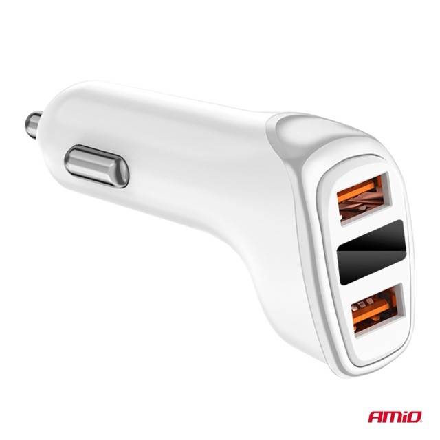 Incarcator 2x USB-A + indicator led baterie 3.1A 12/24V