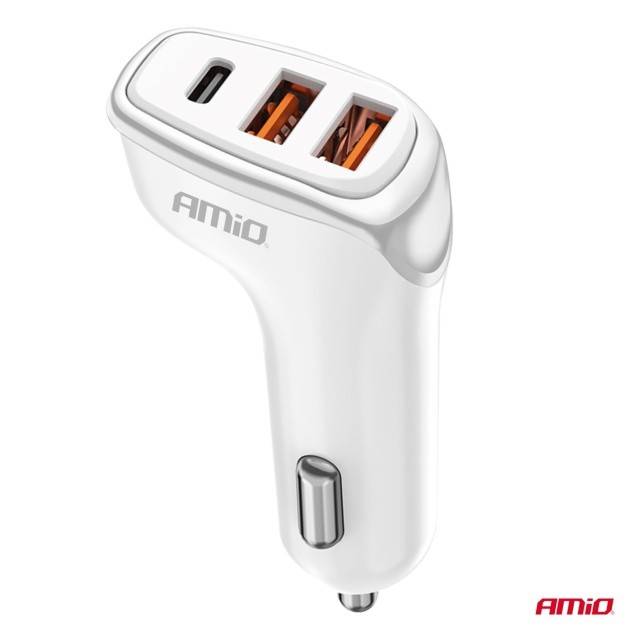 Incarcator 2x USB-A + USB-C 38W 12/24V AMIO