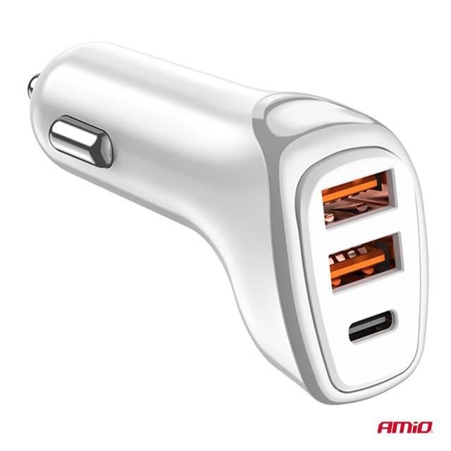 Incarcator 2x USB-A + USB-C 38W 12/24V AMIO