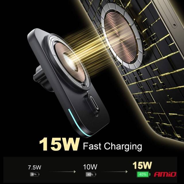 Incarcator auto rapid magnetic wireless Qi2 15W