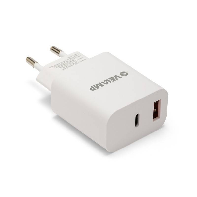 Incarcator de priza 20W USB-A + USB-C, 220V, Alb