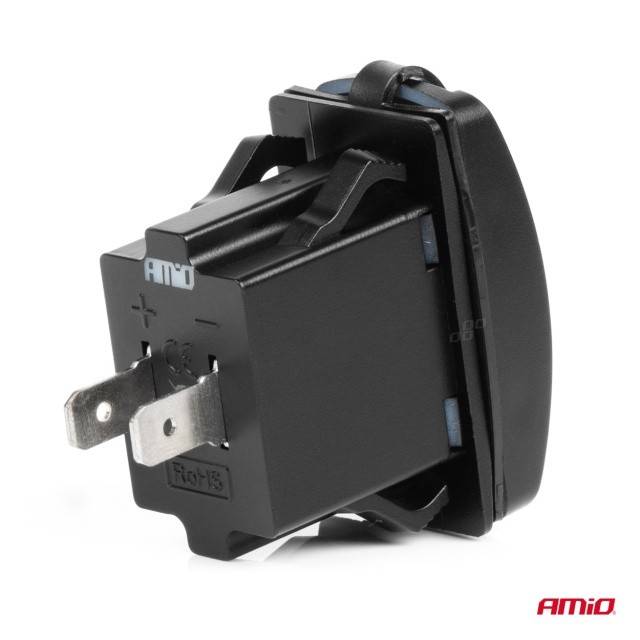 Incarcator de telefon rezistent la apa cu lumina de fundal LED ROSU 2xUSB 12/24V