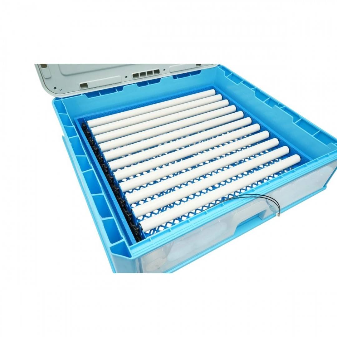 Incubator automat 100 oua 80W, 12V-220V, rotire automata, ovoscop LED, control temperatura, umiditate, afisaj digital, alarma