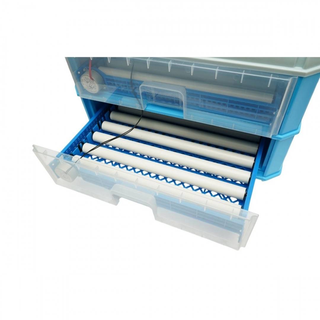 Incubator automat 128 oua 80W, 12V-220V, rotire automata, ovoscop LED, control temperatura, umiditate, afisaj digital, alarma