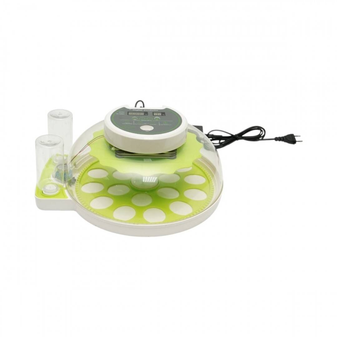 Incubator automat 18 oua 60W, 12V-220V, rotire automata, ovoscop LED, control temperatura, umiditate, afisaj digital, alarma