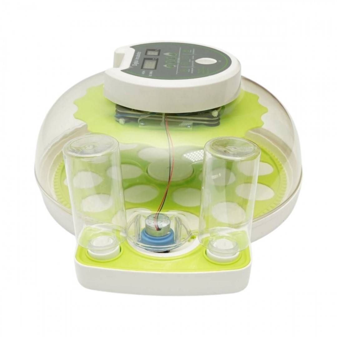 Incubator automat 18 oua 60W, 12V-220V, rotire automata, ovoscop LED, control temperatura, umiditate, afisaj digital, alarma