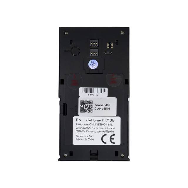 Interfon video inteligent PNI SafeHome PT710B WiFi HD, P2P, acumulator si Sonerie 36 melodii inclusa, aplicatie dedicata Tuya Smart, integrare in