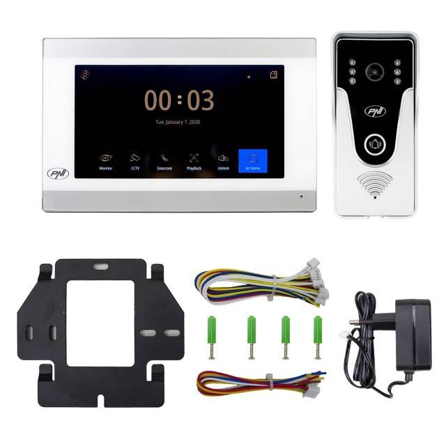 Interfon video inteligent PNI SafeHome PT750 WiFi HD, P2P, monitor interior, aplicatie dedicata Tuya Smart, integrare in scenarii si automatizari