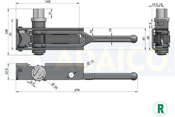 Intinzator prelata cu profil rotund KOGEL KRONE - stanga