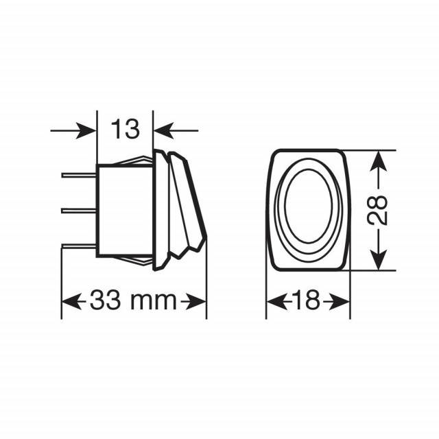 Intrerupator basculant cu lumina Led albastra IMPERMEABIL- 12/24V - LAMPA