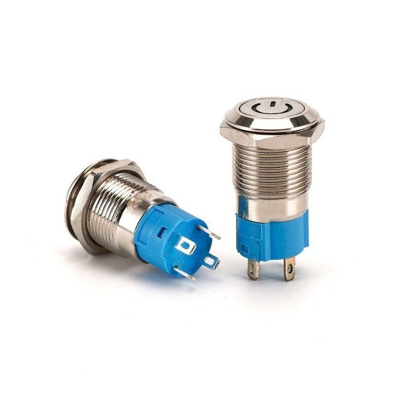 Intrerupator buton On-Off, fi12mm, aluminiu, cu logo