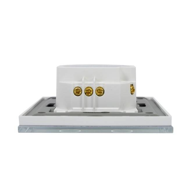 Intrerupator cap scara si cap cruce dublu cu touch PNI CS202W din sticla, alb cu LED indicator, 800W / intrerupator