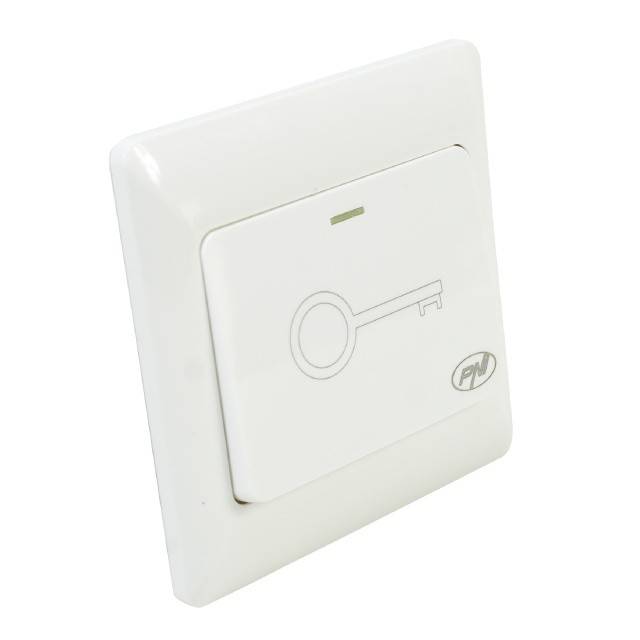 Intrerupator de acces incastrabil PNI PB101, contact iesire NO/COM, max. 36V 3A, alb