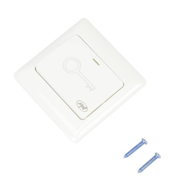 Intrerupator de acces incastrabil PNI PB101, contact iesire NO/COM, max. 36V 3A, alb