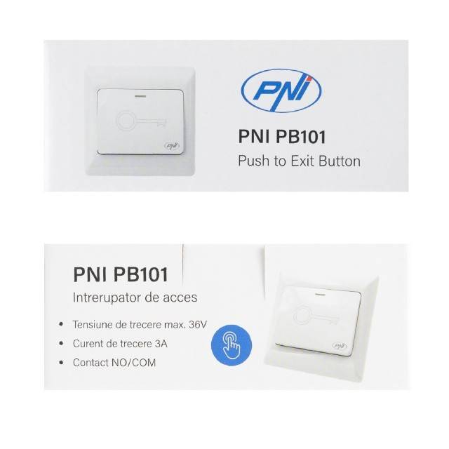 Intrerupator de acces incastrabil PNI PB101, contact iesire NO/COM, max. 36V 3A, alb