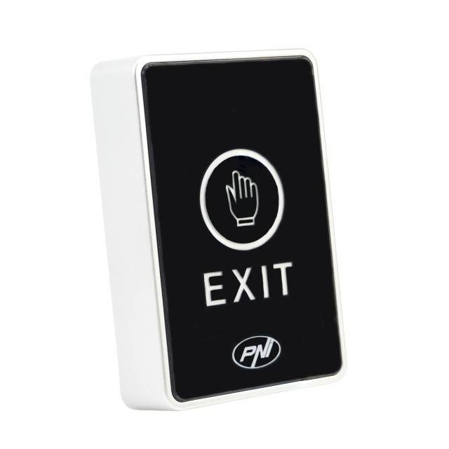 Intrerupator de acces PNI PB104, cu touch, montaj aplicat, NO/NC/COM, 12V/24V DC, LED stare, metalic, 5 fire
