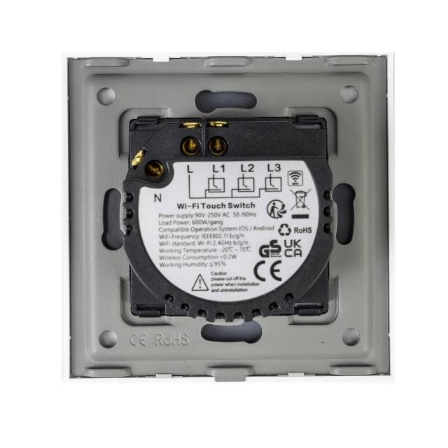 Intrerupator inteligent cu touch PNI SafeHome PW101 WiFi, 600W, control prin aplicatia Tuya Smart