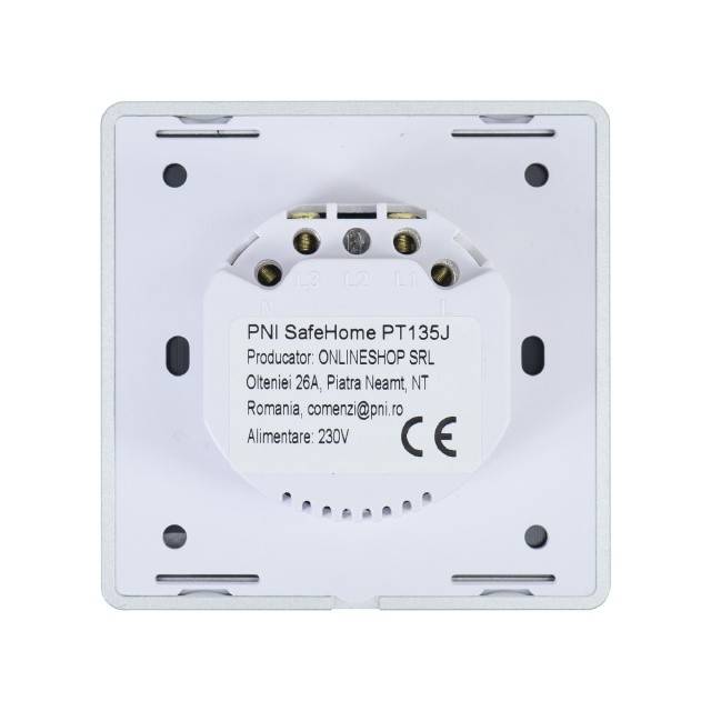 Intrerupator inteligent pentru jaluzele cu touch PNI SafeHome PT135J WiFi, 600W, comanda prin internet, aplicatie de mobil Tuya Smart, integrare in