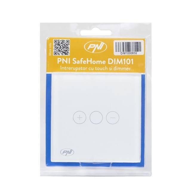 Intrerupator simplu cu touch si dimmer PNI SafeHome DIM101, 1X700W, Live Wire, fara nul, sticla dimabil