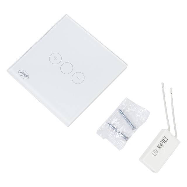 Intrerupator simplu cu touch si dimmer PNI SafeHome DIM101, 1X700W, Live Wire, fara nul, sticla dimabil