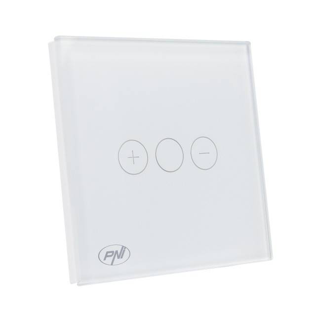 Intrerupator simplu cu touch si dimmer PNI SafeHome DIM101, 1X700W, Live Wire, fara nul, sticla dimabil