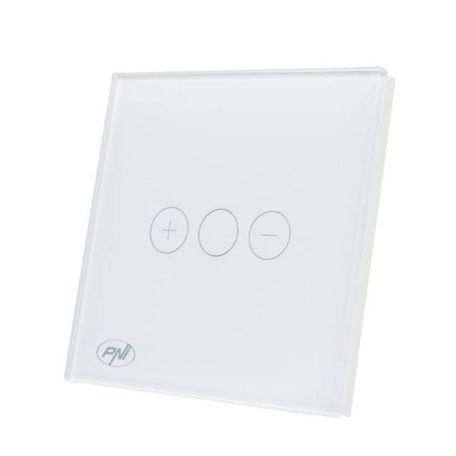 Intrerupator simplu cu touch si dimmer PNI SafeHome DIM101, 1X700W, Live Wire, fara nul, sticla dimabil