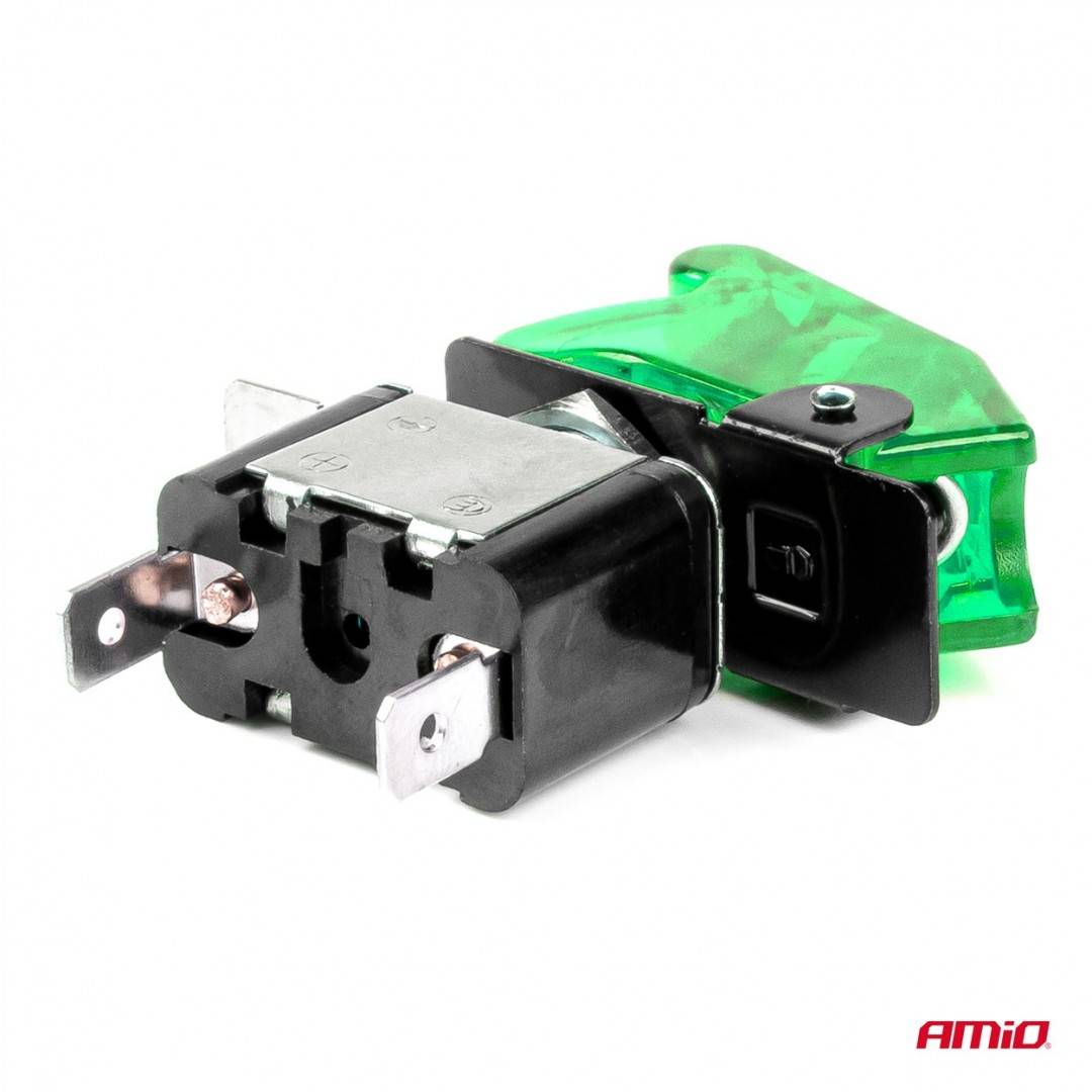 Intrerupator/comutator verde 12/24V AMIO