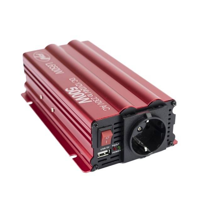 Invertor de tensiune PNI L650W alimentare duala 12V/24V, iesire 230V, 500W, sinus modificat, mufa USB 5V 500mAh, cu clesti alimentare si mufa de