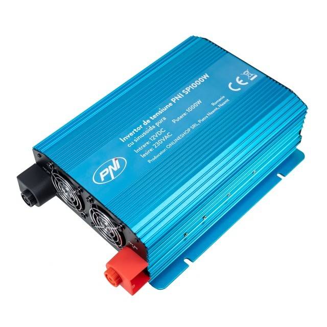 Invertor de tensiune PNI SP1000W cu sinusoida pura, alimentare 12V