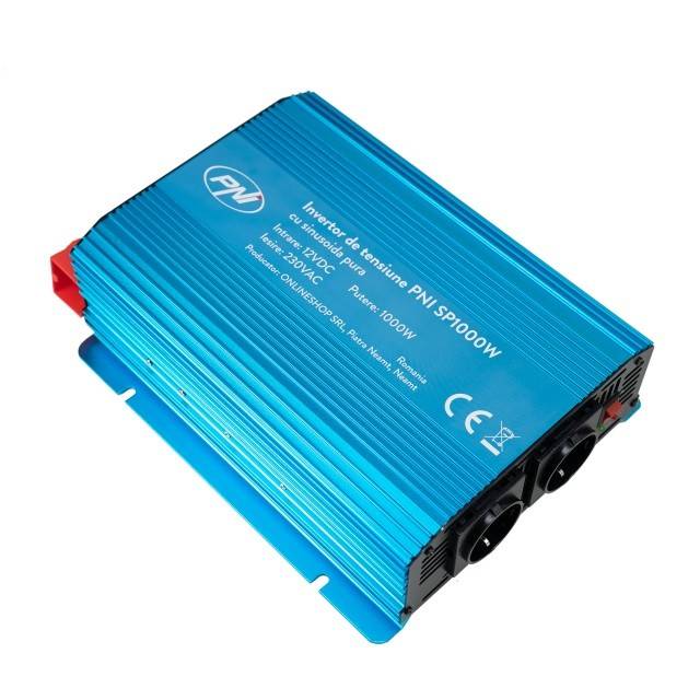 Invertor de tensiune PNI SP1000W cu sinusoida pura, alimentare 12V