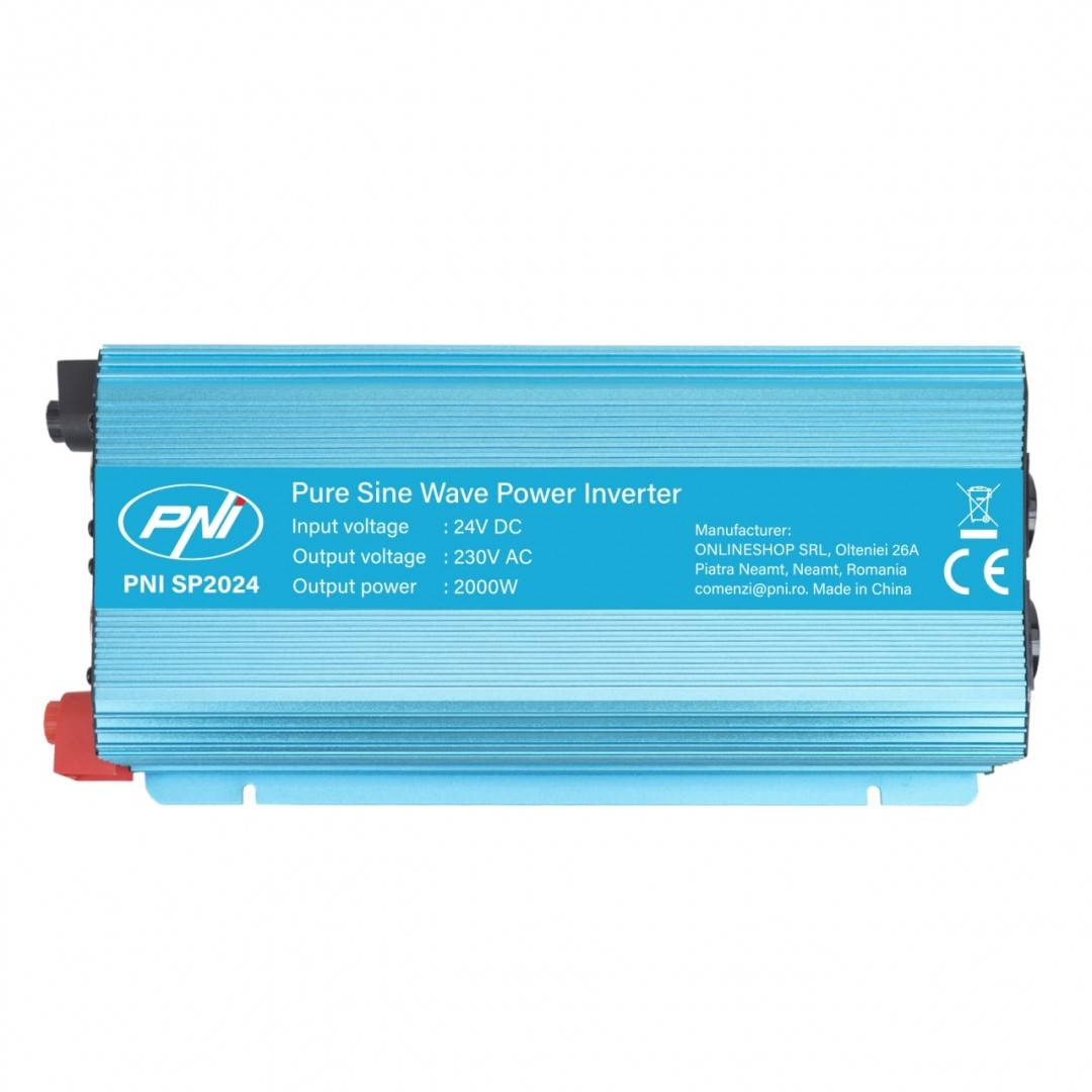 Invertor de tensiune PNI SP2024 alimentare 24V iesire 230V 2000W sinusoida pura