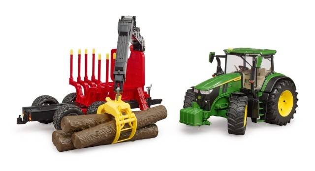 John Deere 7R 350 cu transportor de lemn - Bruder 3154