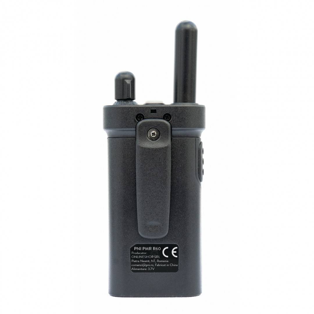 Kit 2 statii radio portabile PNI PMR R60 446MHz, 0.5W, 16 canale programabile, 16 PMR si tonuri 50 CTCSS si 104 DCS, Scan, blocare taste, SOS,