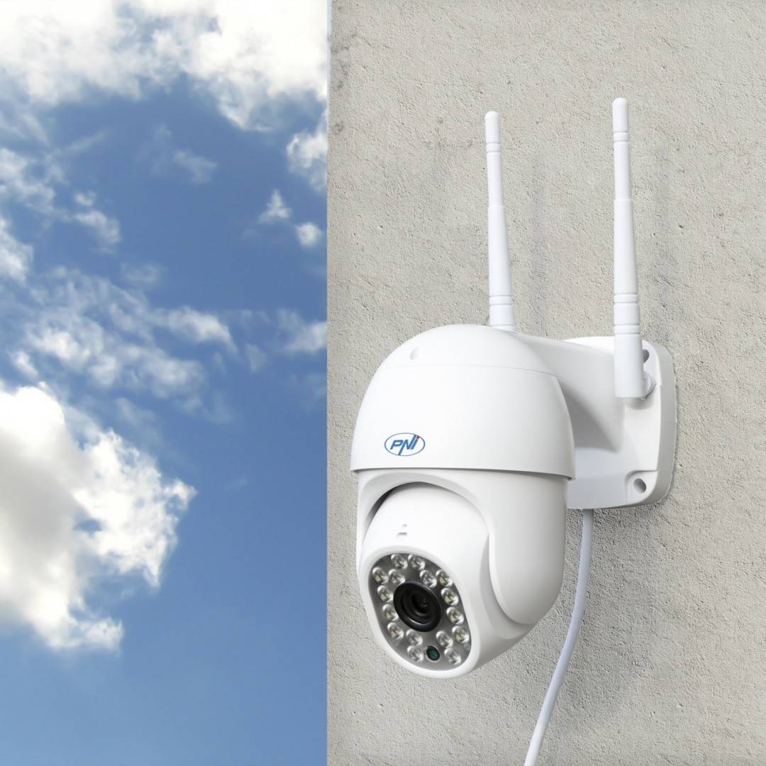 Kit 2bucati Camera supraveghere video wireless PNI IP440 WiFi PTZ, 4MP, zoom digital, slot micro SD, stand-alone, alarma detectie miscare, urmarire