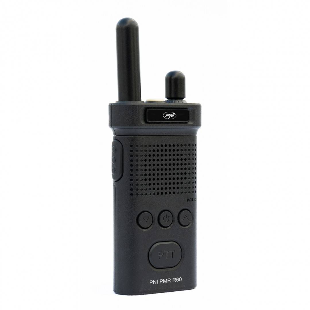 Kit 4 statii radio portabile PNI PMR R60 446MHz, 0.5W, 16 canale programabile, 16 PMR si tonuri 50 CTCSS si 104 DCS, Scan, blocare taste, SOS,