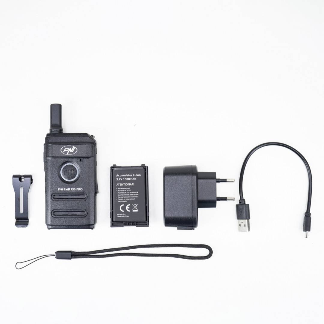 Kit 6 statii radio portabile PNI PMR R10 PRO, 446MHz, 0.5W, 16 canale programabile, 16 PMR si tonuri 50 CTCSS si 104 DCS, Monitor, Scan