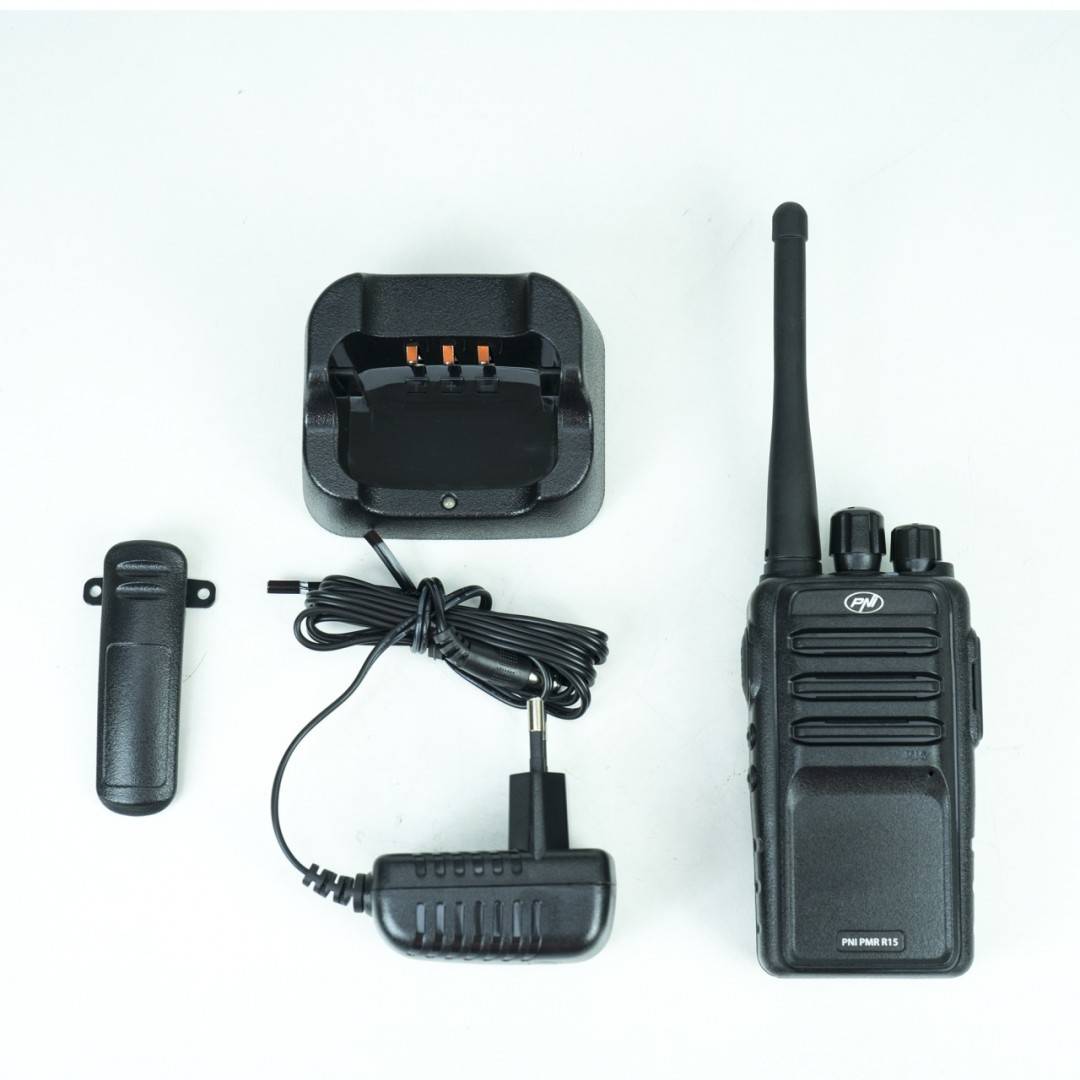 Kit 6 statii radio portabile PNI PMR R15 0.5W, 16 canale programabile, 16 PMR si tonuri 50 CTCSS si 104 DCS, ASQ, TOT, monitor, programabila,