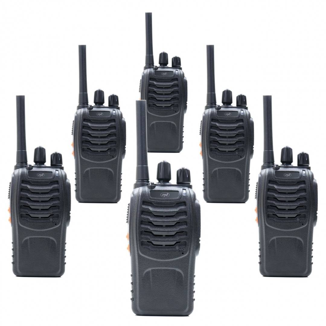 Kit 6 statii radio portabile PNI PMR R40 PRO acumulatori, incarcatoare si casti incluse