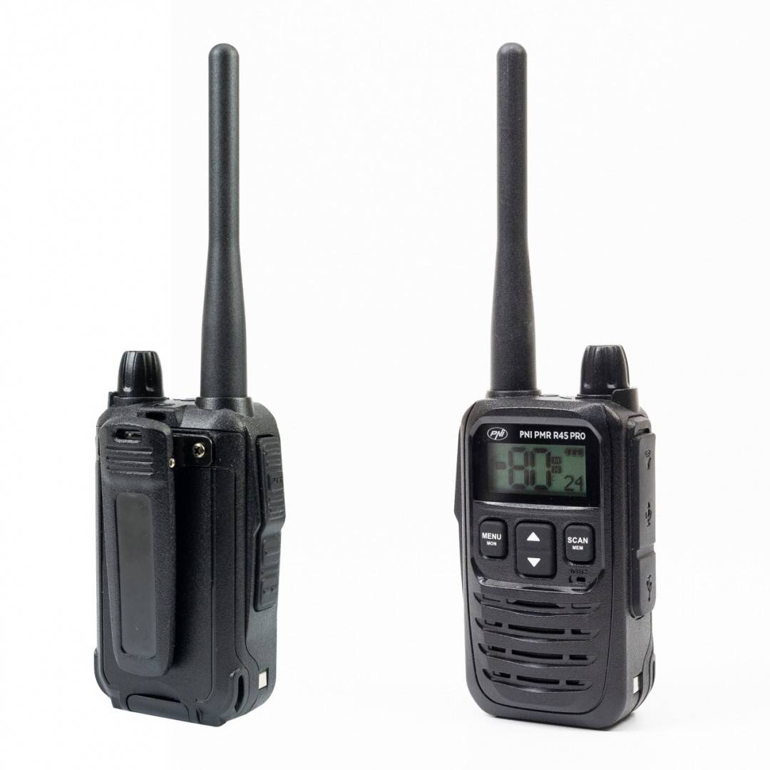 Kit 6 statii radio portabile PNI PMR R45 PRO 446MHz, 0.5W, 99 canale programabile, 16 PMR si tonuri 38 CTCSS si 104 DCS, Squelch 5 niveluri, VOX,