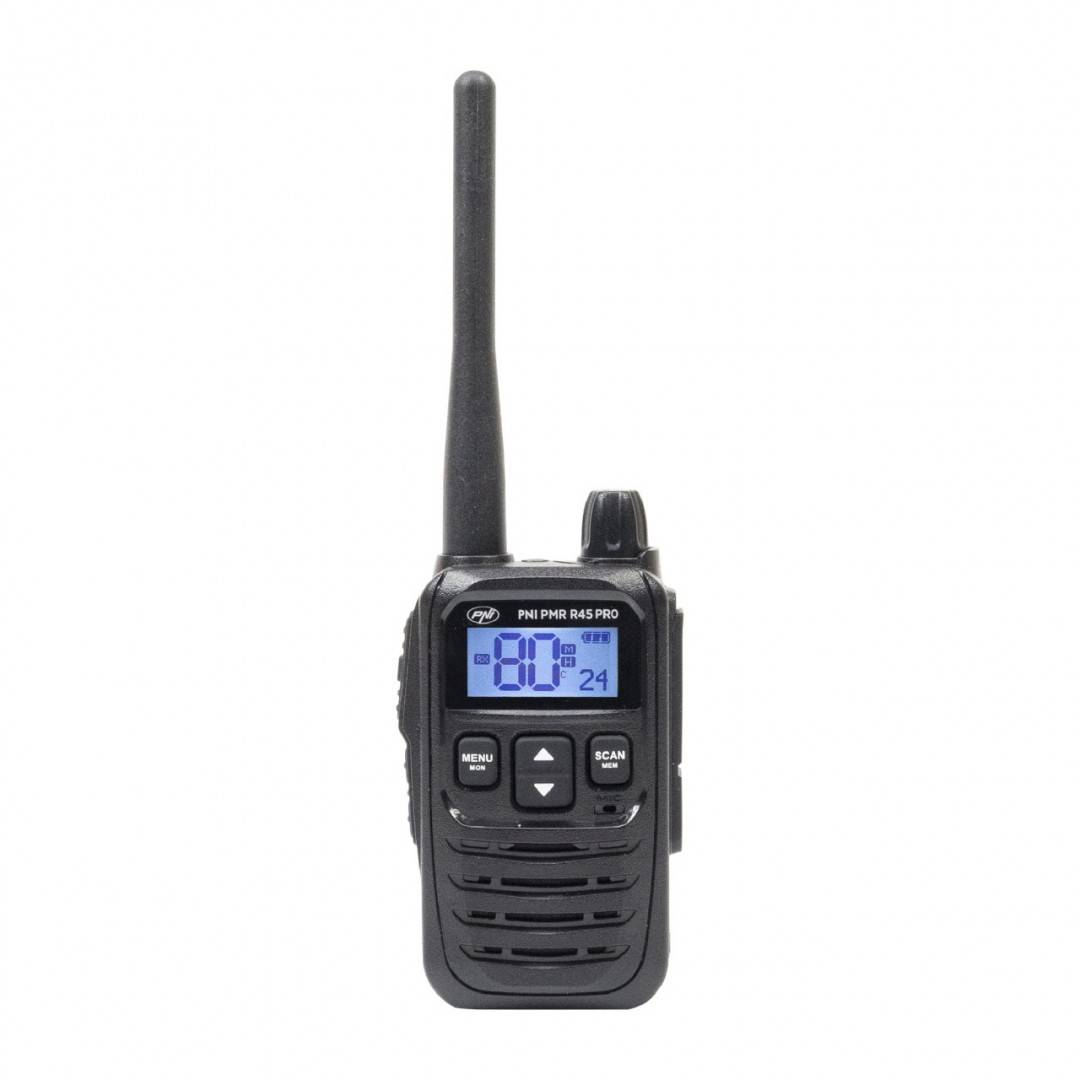 Kit 6 statii radio portabile PNI PMR R45 PRO 446MHz, 0.5W, 99 canale programabile, 16 PMR si tonuri 38 CTCSS si 104 DCS, Squelch 5 niveluri, VOX,